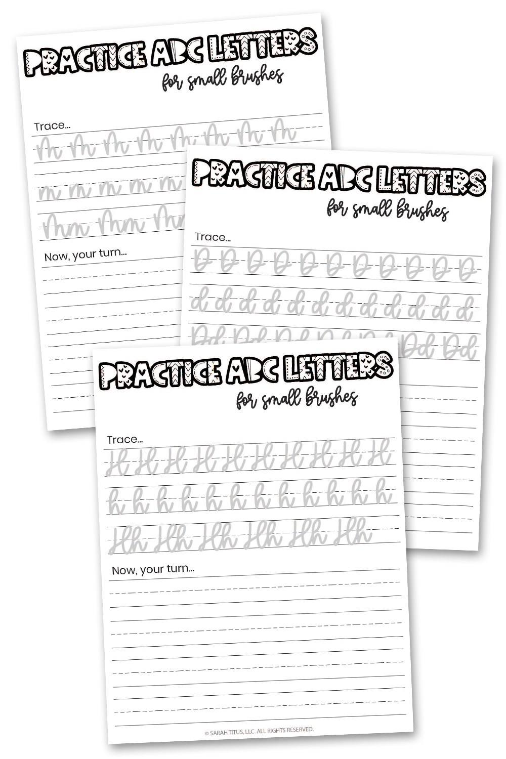 Alphabet Hand Lettering Practice Sheets For Small Brushes