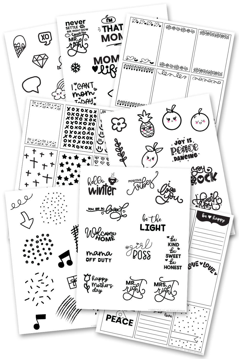 Black and White Planner Stickers {150+ Stickers}