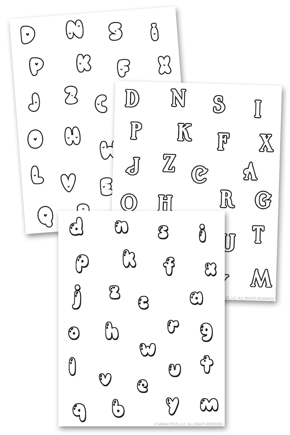 Bubble Letters Hand Lettering Practice Sheets Printables