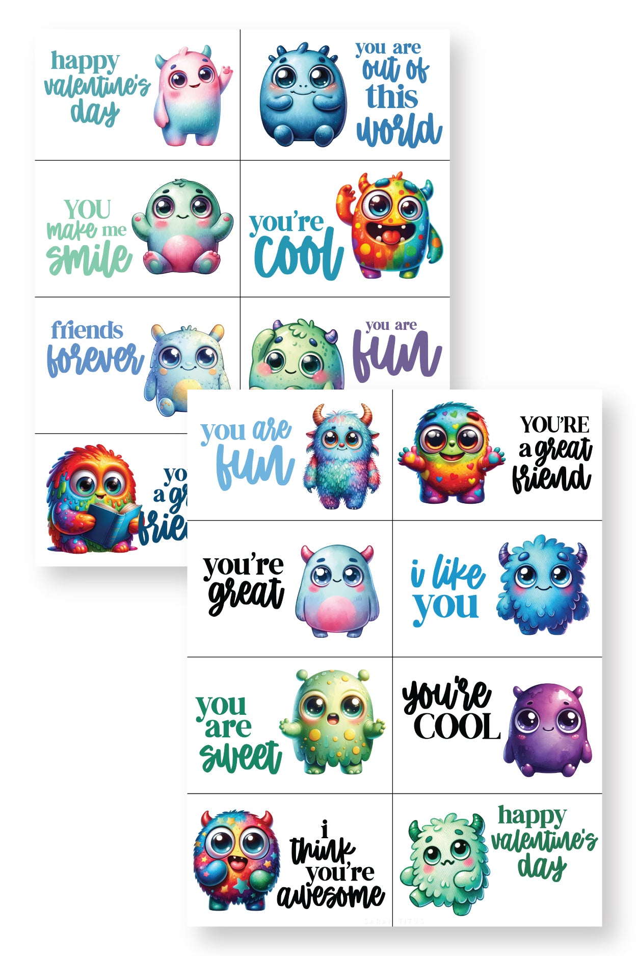 Chibi Monster Valentine's Day Cards
