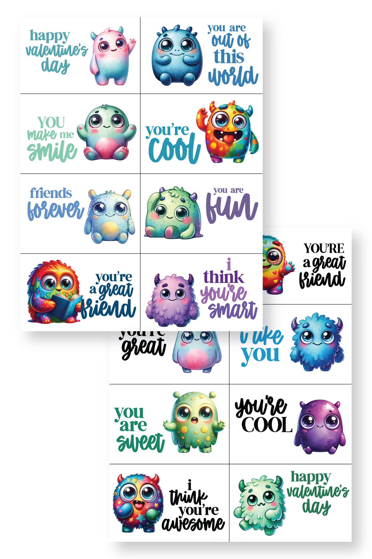 Chibi Monster Valentine's Day Cards