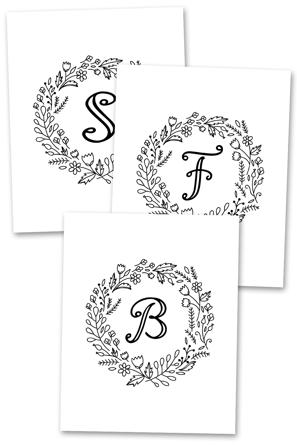 Colorable Floral Monogram Wall Art