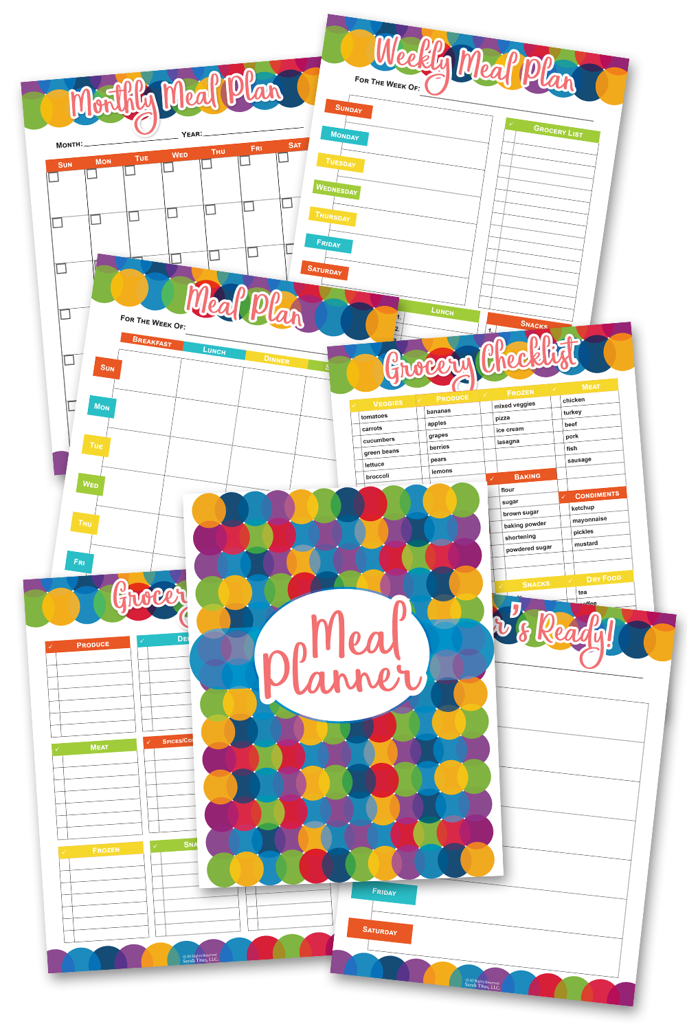 Colorful Menu Planner 10 Pages Sarah Titus colorful-menu-planner-10-pages-sarah-titus