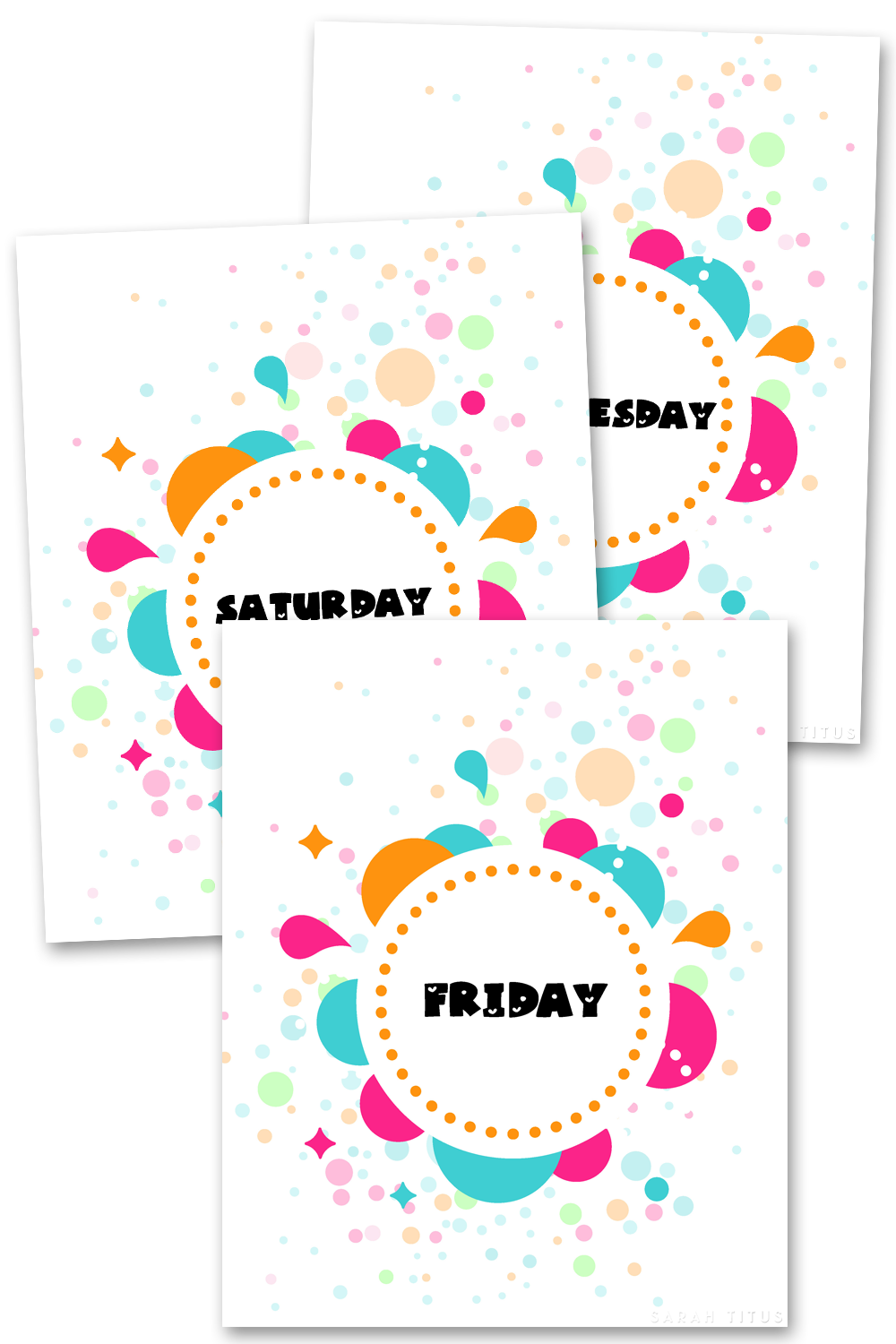 Days of the Week Binder Covers