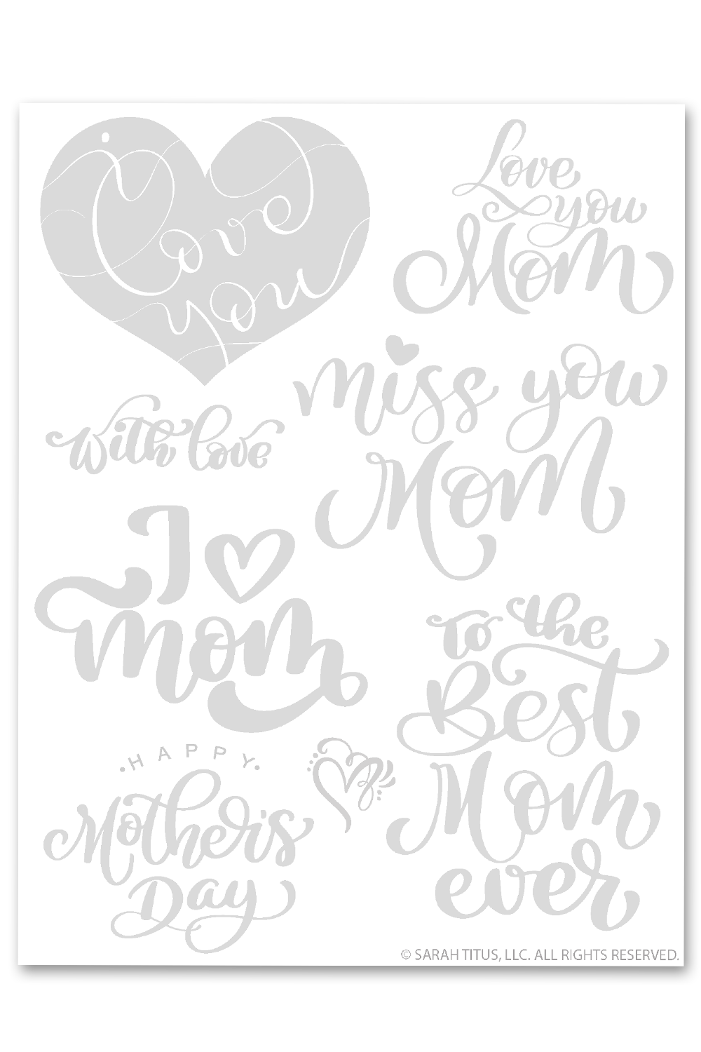 Happy Mother's Day Hand Lettering Worksheets Printable