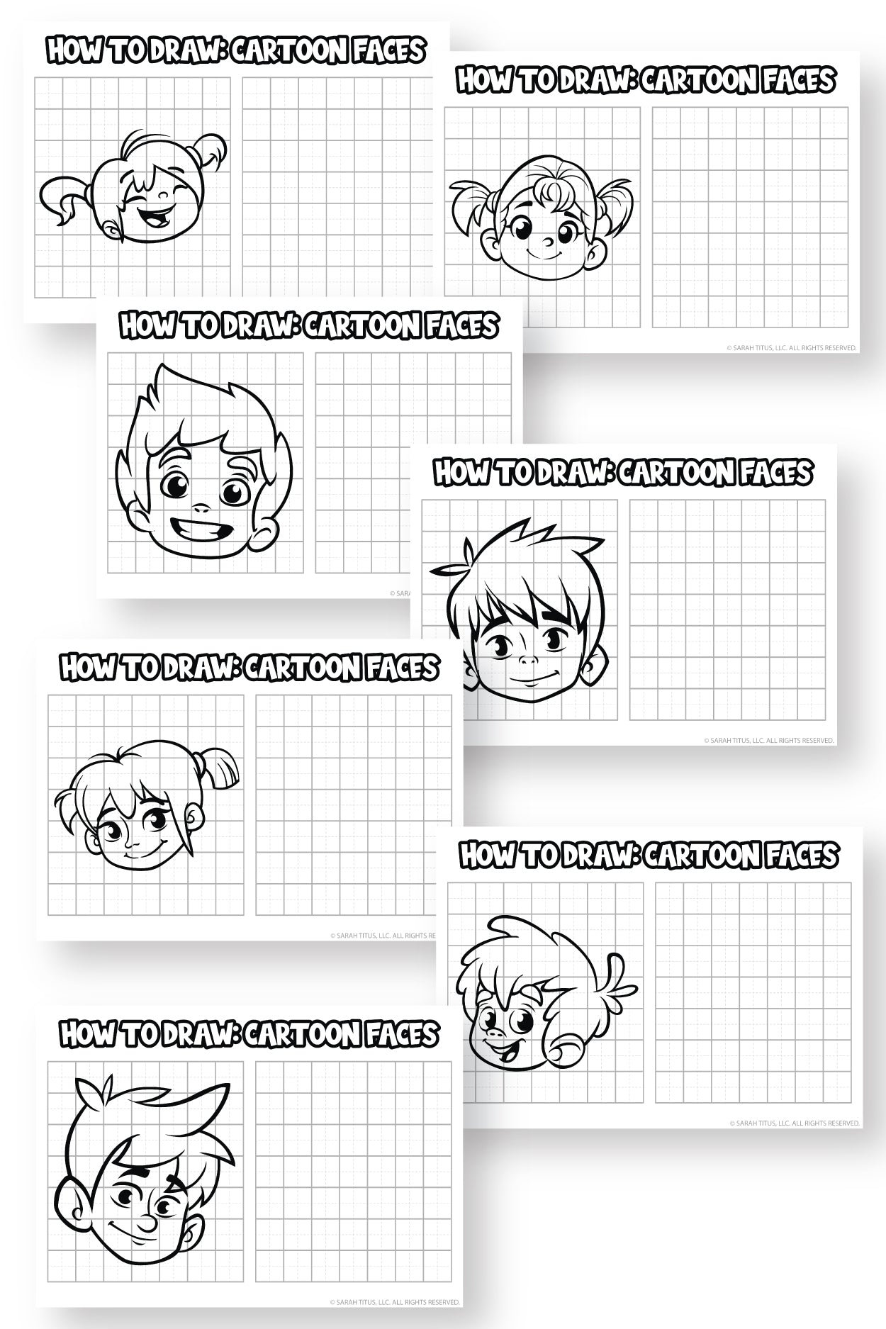 How to Draw Cartoon Faces {7 Pages}