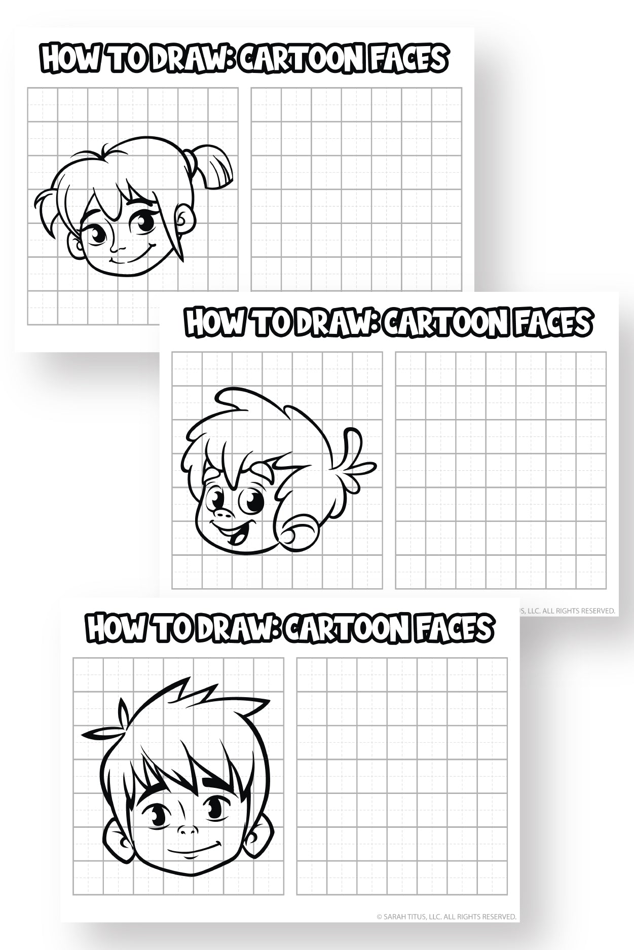 How to Draw Cartoon Faces {7 Pages}