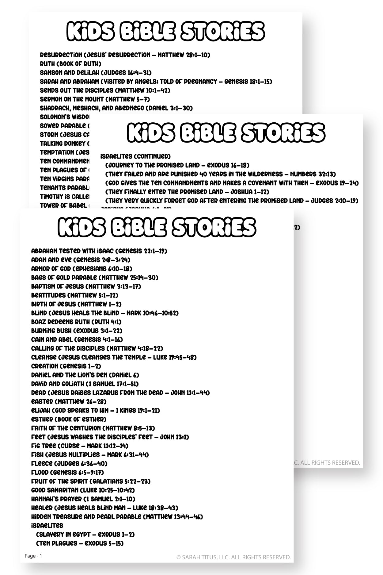 Kids Bible Stories List