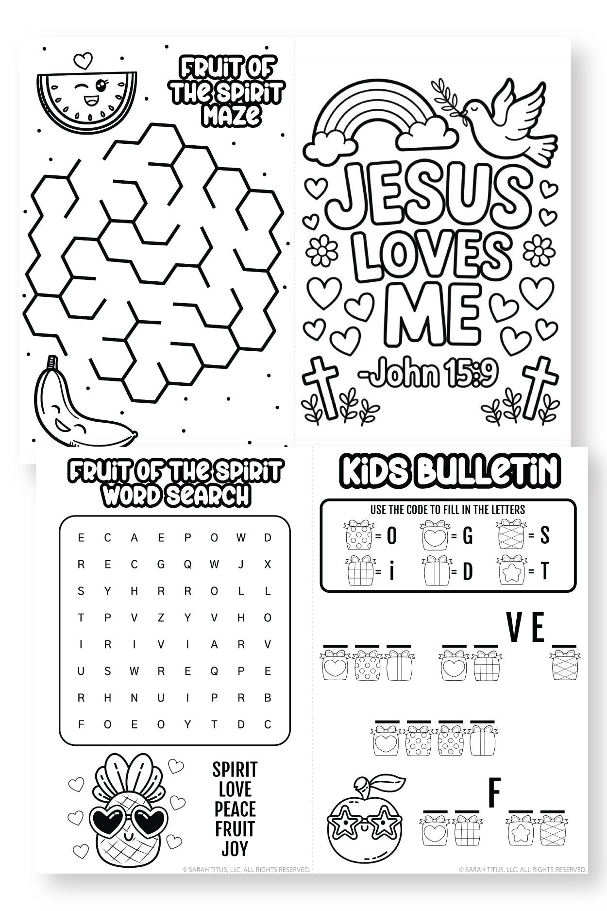 Kids Church Bulletin {Fruit of the Spirit}