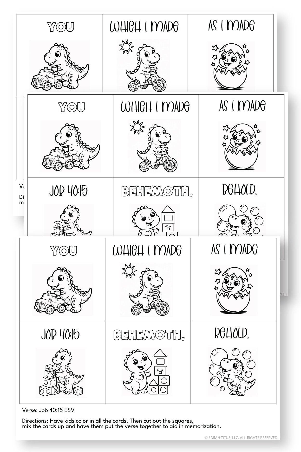 Memorize Job 40:15 Coloring Mixup Cards