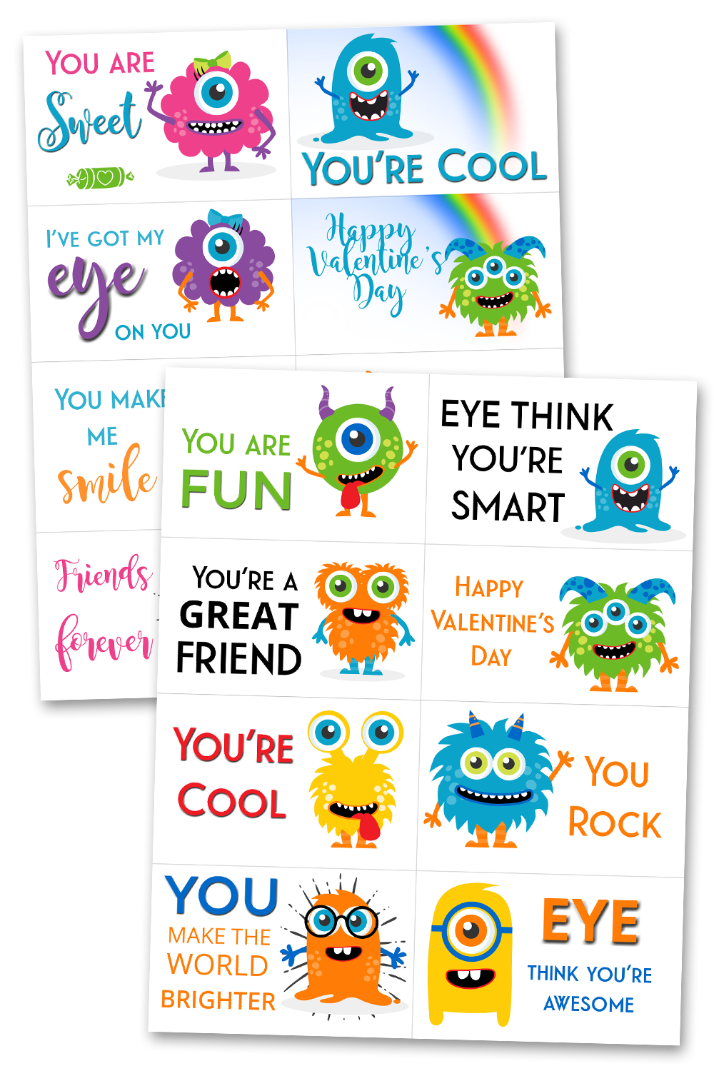 Monster Valentine's Day Cards Printable
