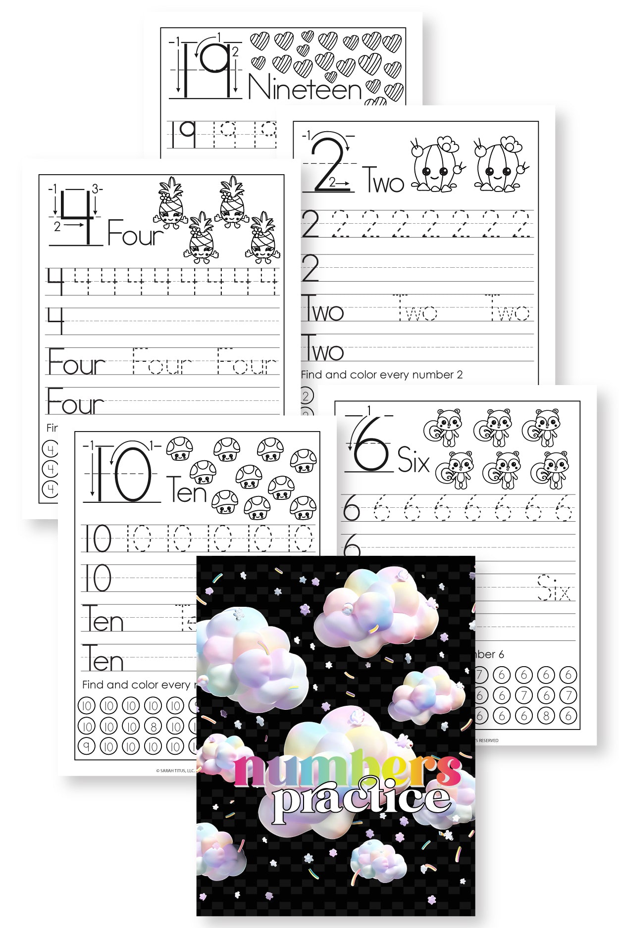 Coloring Numbers Writing Practice Worksheets {22 Pages}