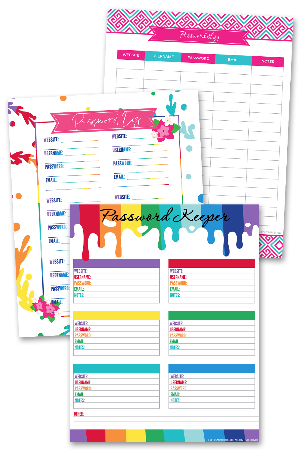 Password Keeper Log Printables