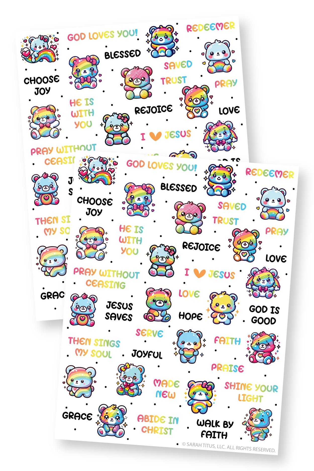 Rainbow Bear Christian Stickers