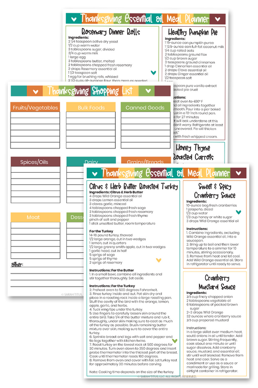 Thanksgiving Essential Oil Meal Planner + Shopping List