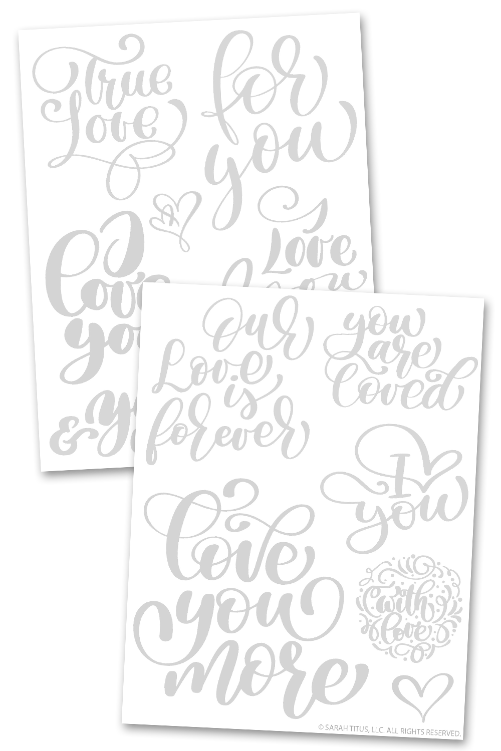 Valentine's Day Hand Lettering Worksheet Pages