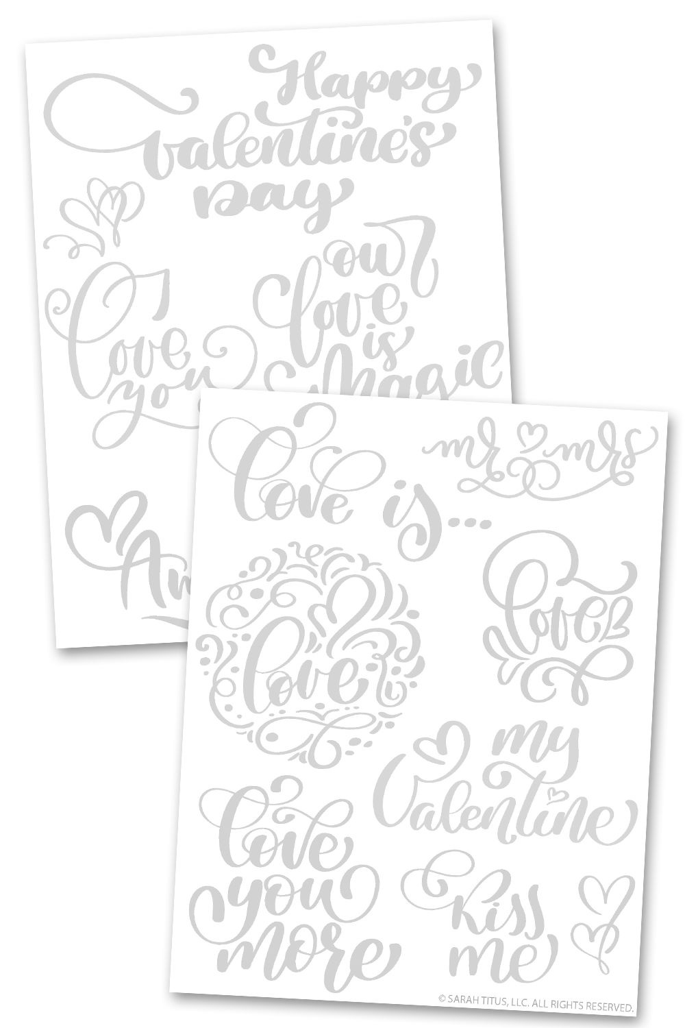 Valentine's Day Hand Lettering Worksheet Printables