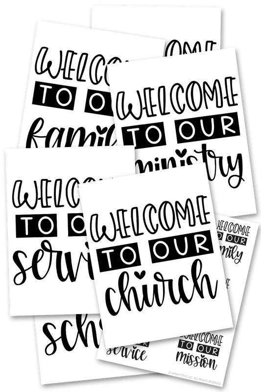 Welcome to Our Church Poster & Stickers Set