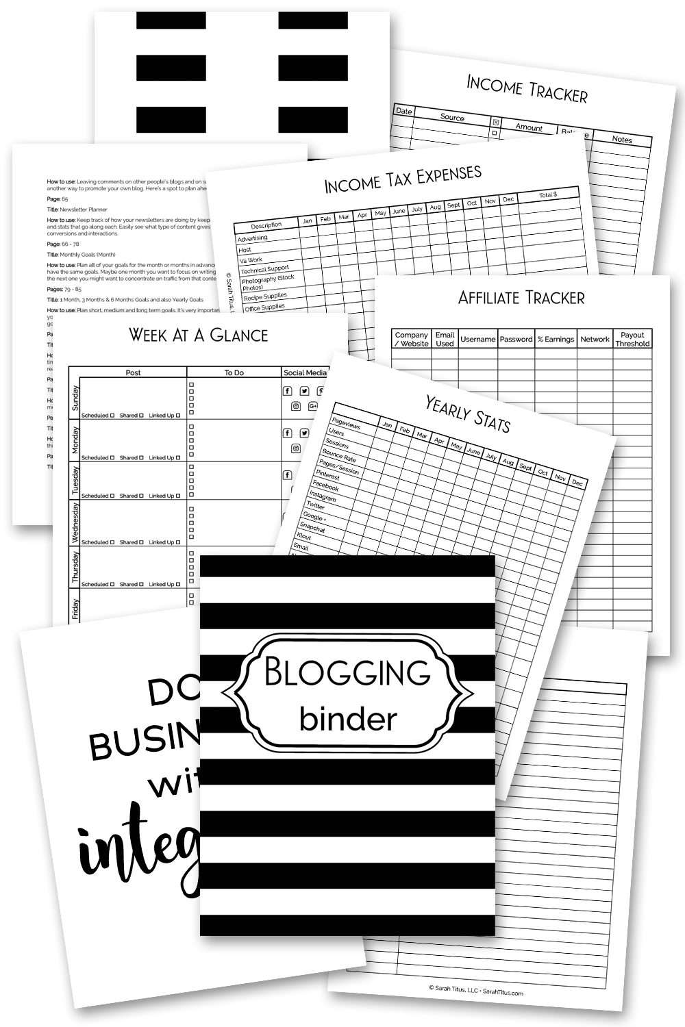 Blogging Binder B/W