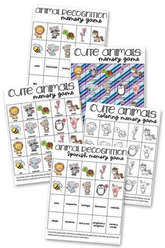 God Created Animals Recognition Memory Game + Spanish