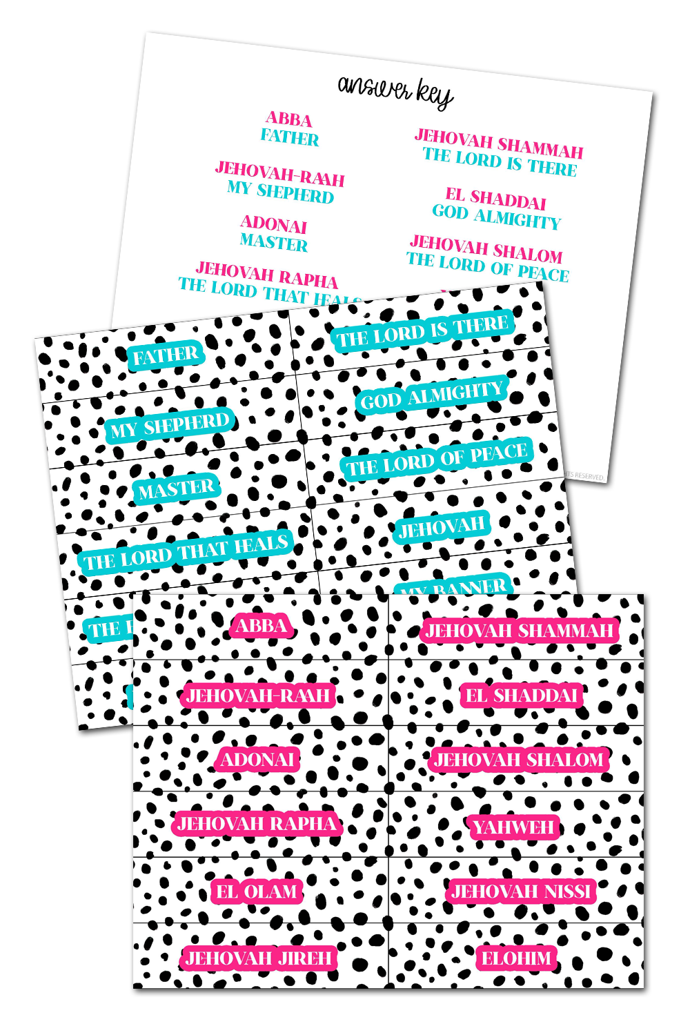 Hope Bible Study - Names of God Memory Matching Game