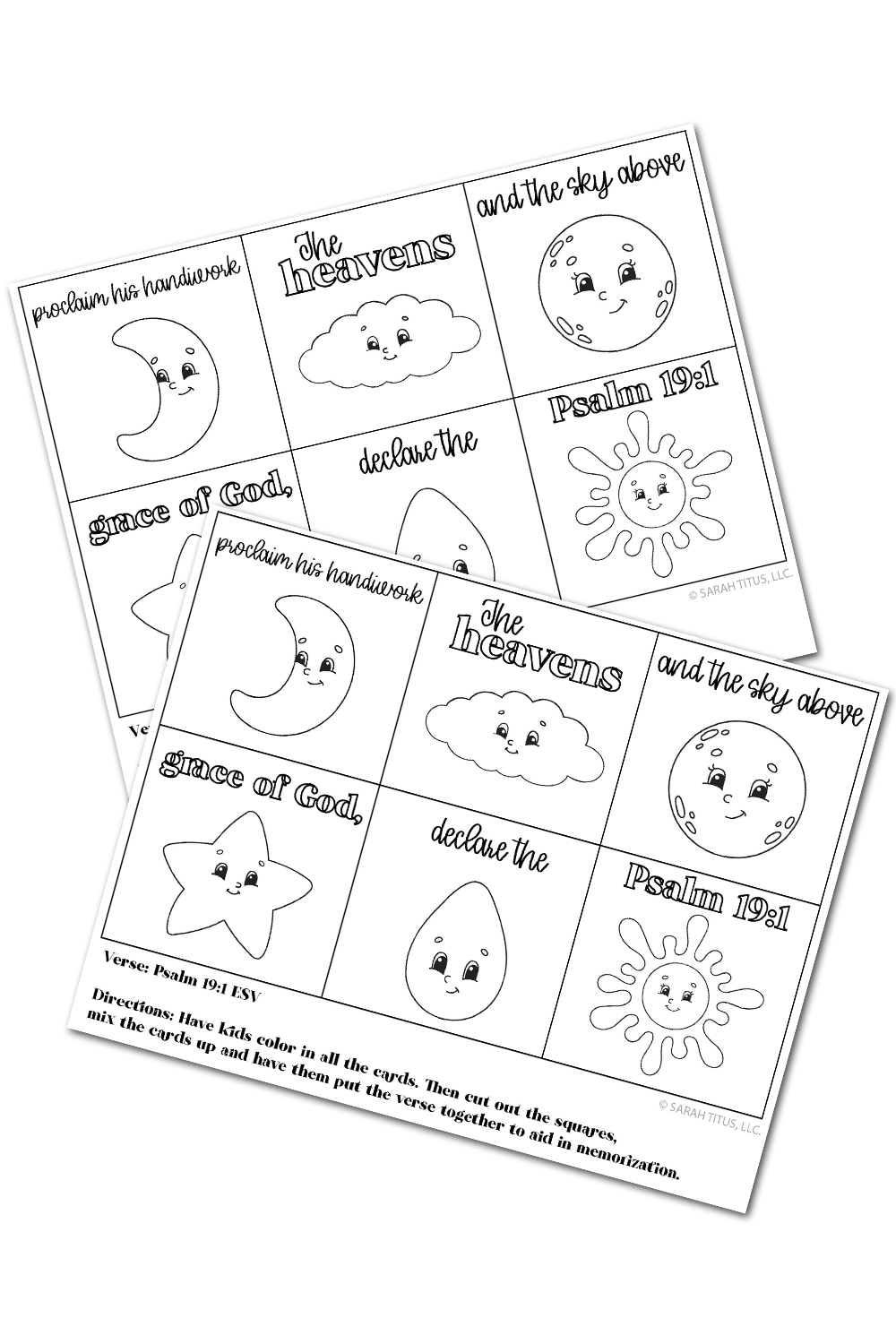 Memorize Psalm 19:1 Coloring Mixup Cards