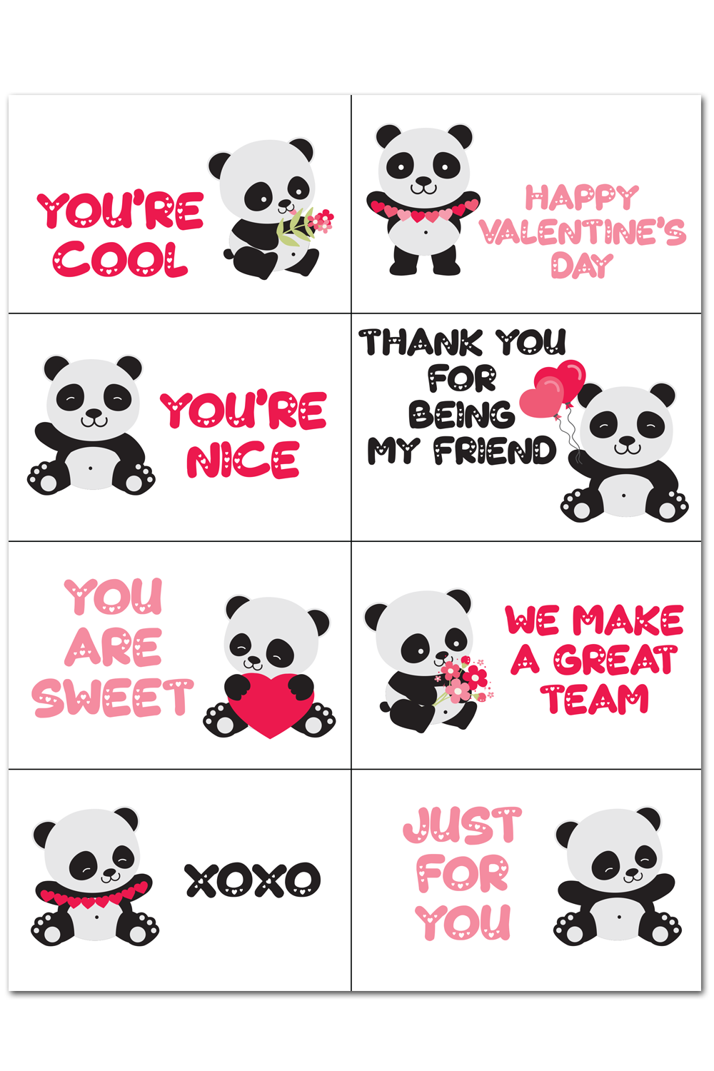 Panda Valentine's Day Cards