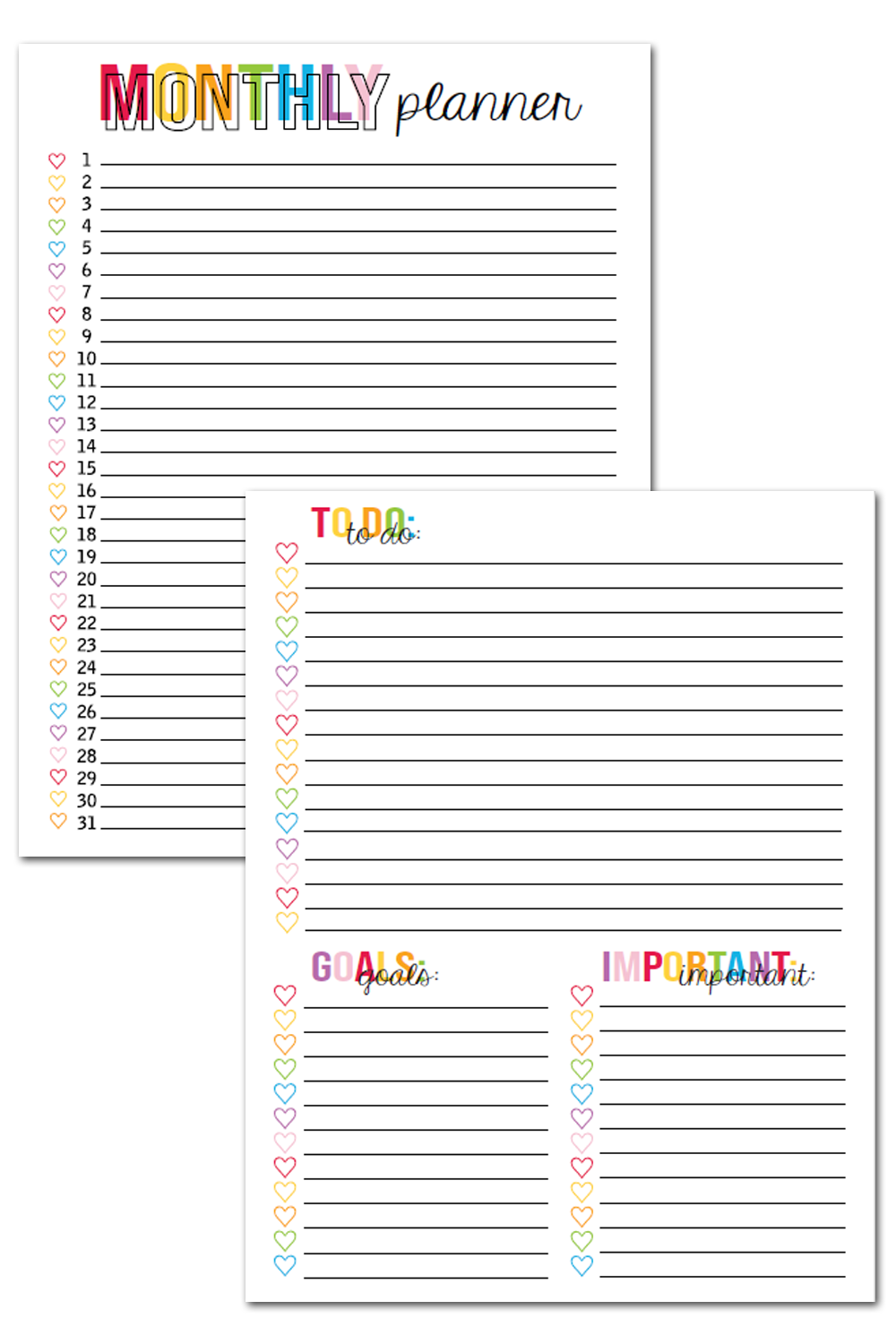 Rainbow Monthly Planner