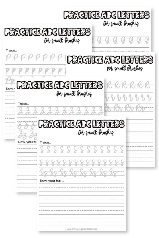 Alphabet Hand Lettering Practice Sheets For Small Brushes