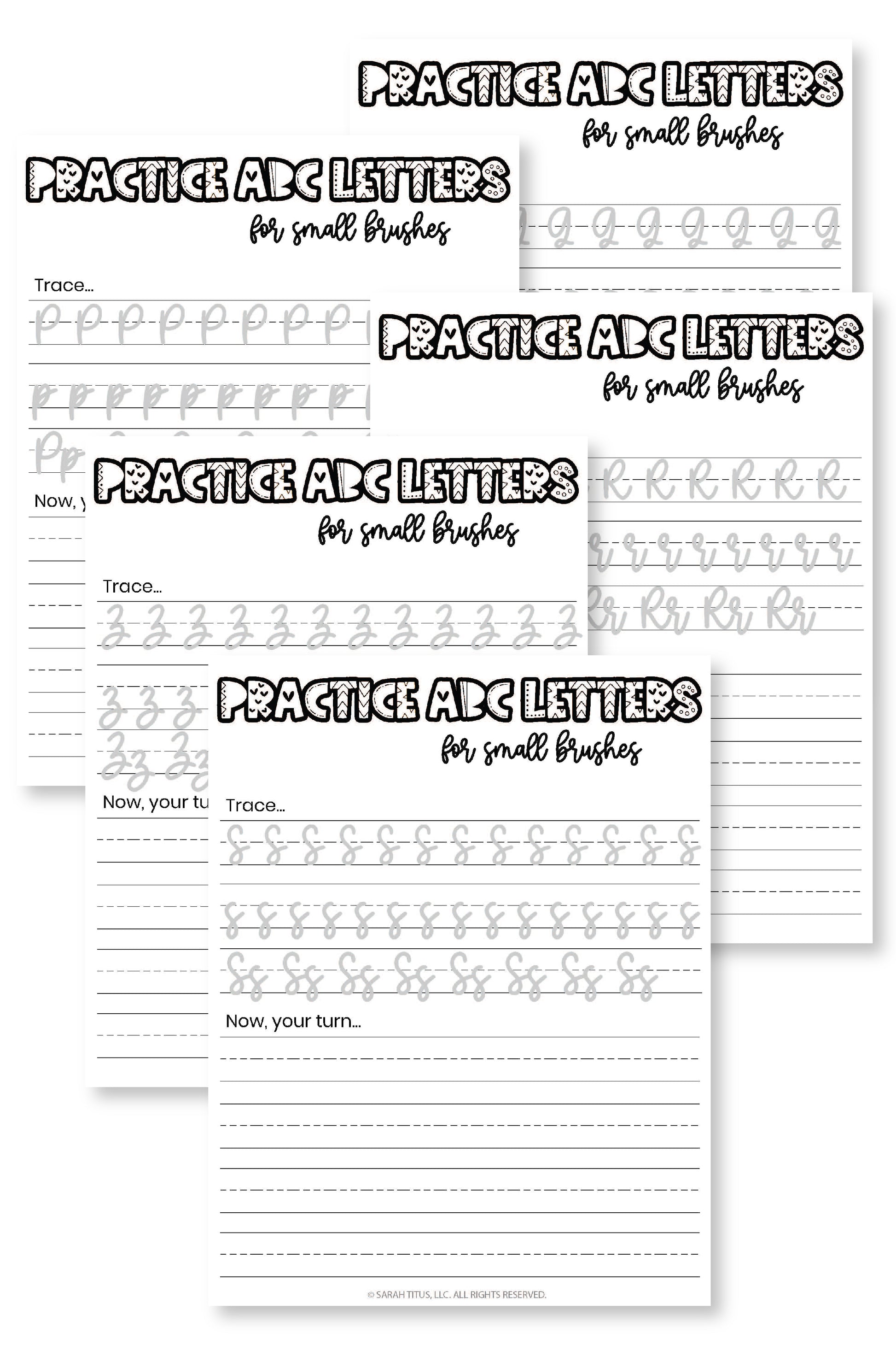 Alphabet Hand Lettering Practice Sheets For Small Brushes