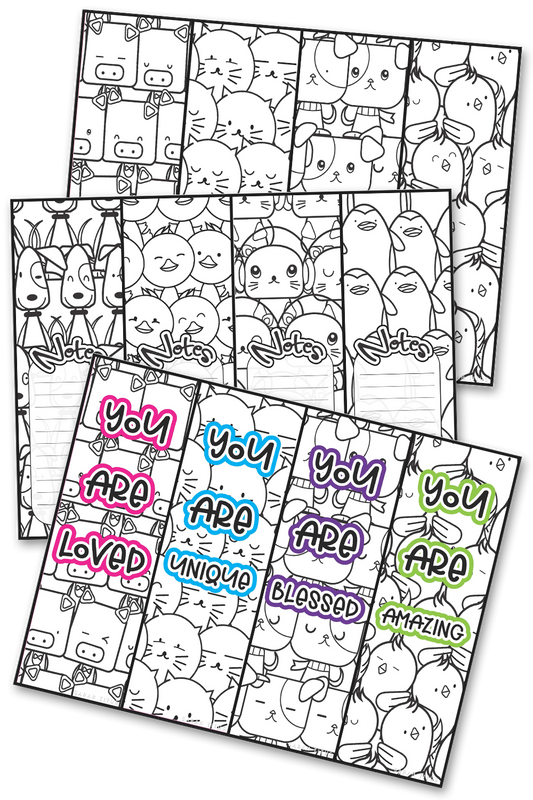 Animals Coloring Bookmarks Set