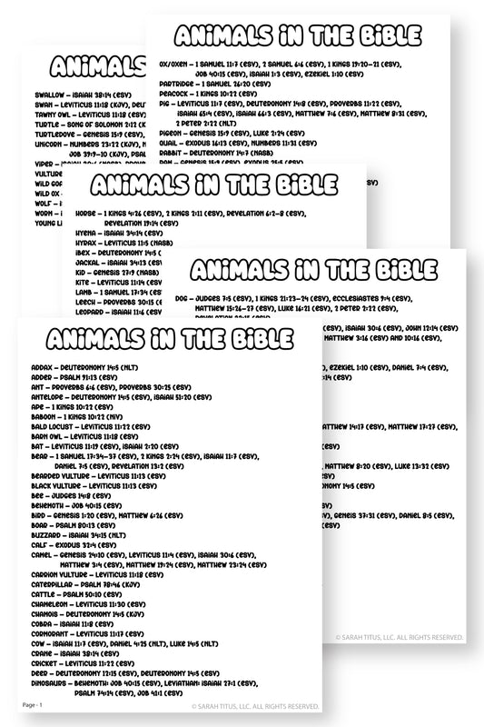 Animals in the Bible List