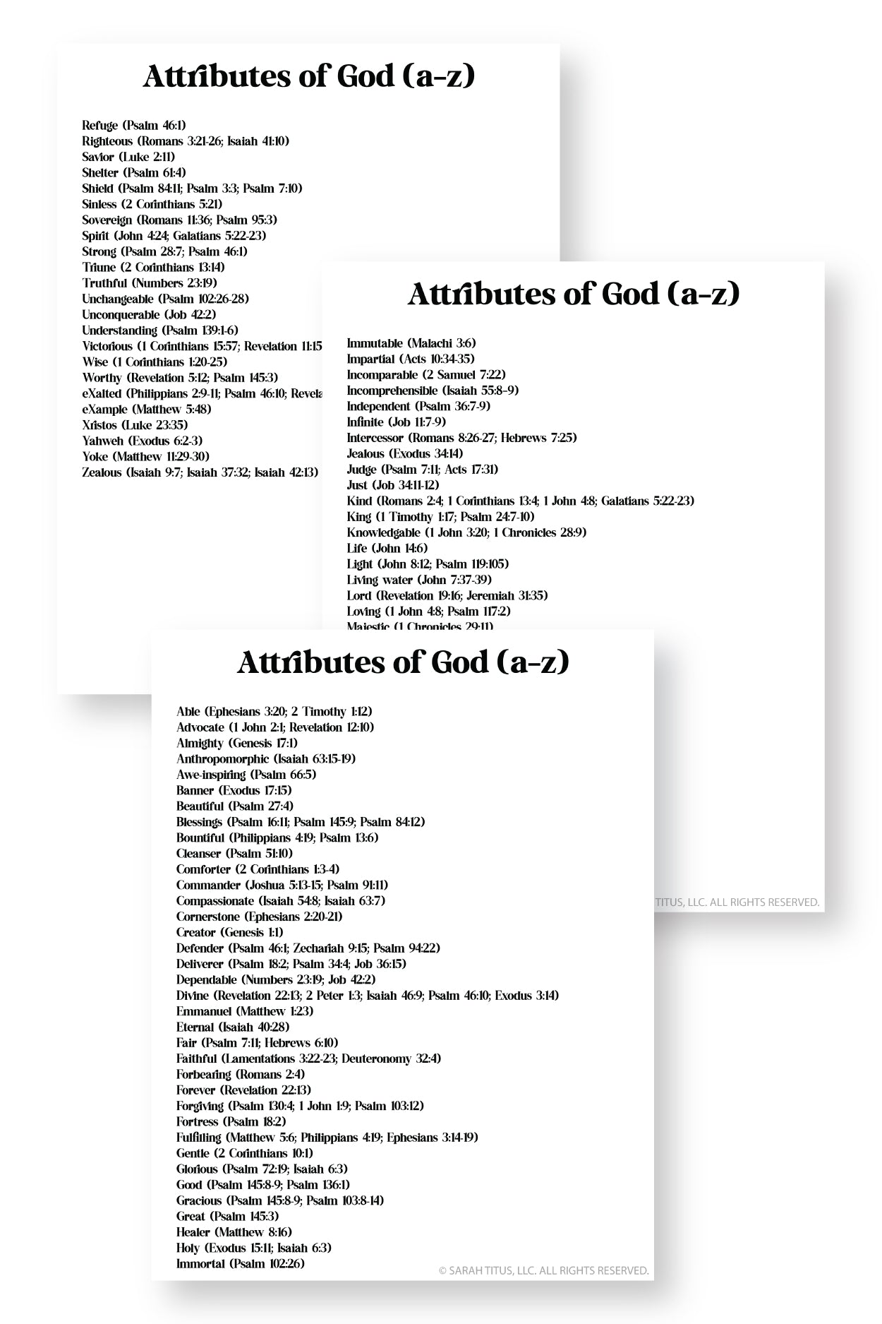 Attributes of God List