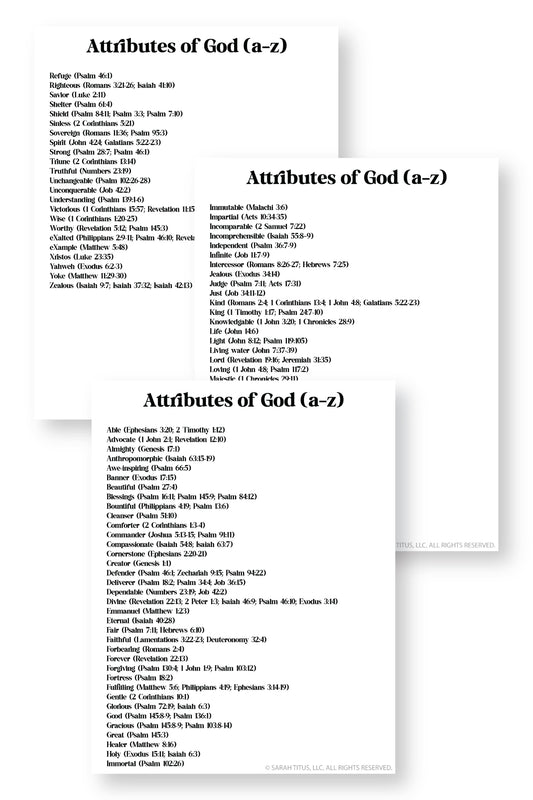 Attributes of God List
