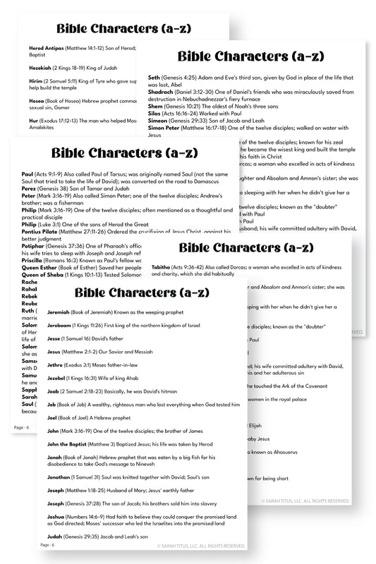 Bible Characters List