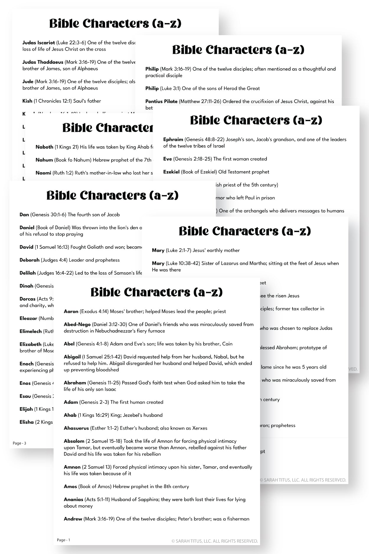 Bible Characters List