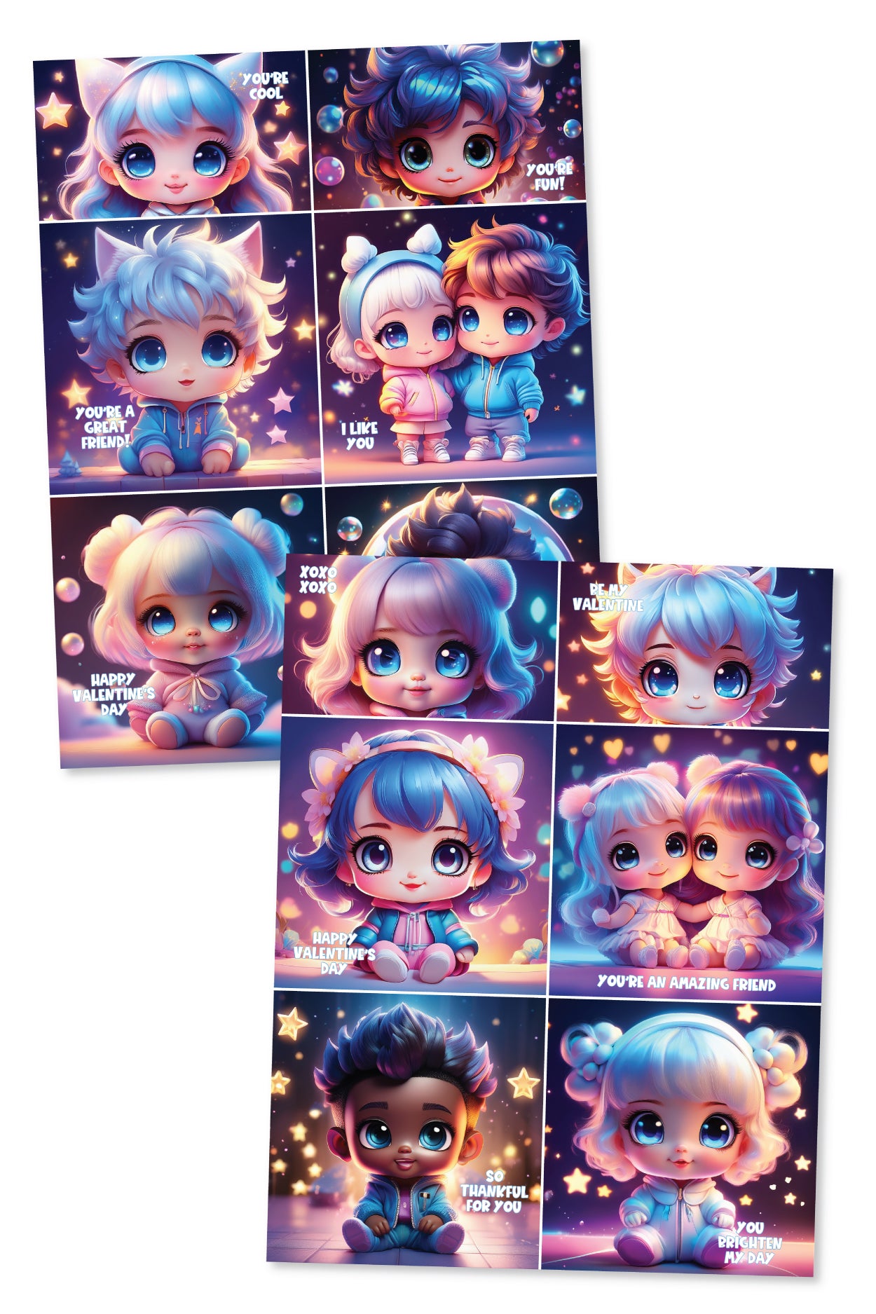 Chibi Valentine's Day Cards Printable