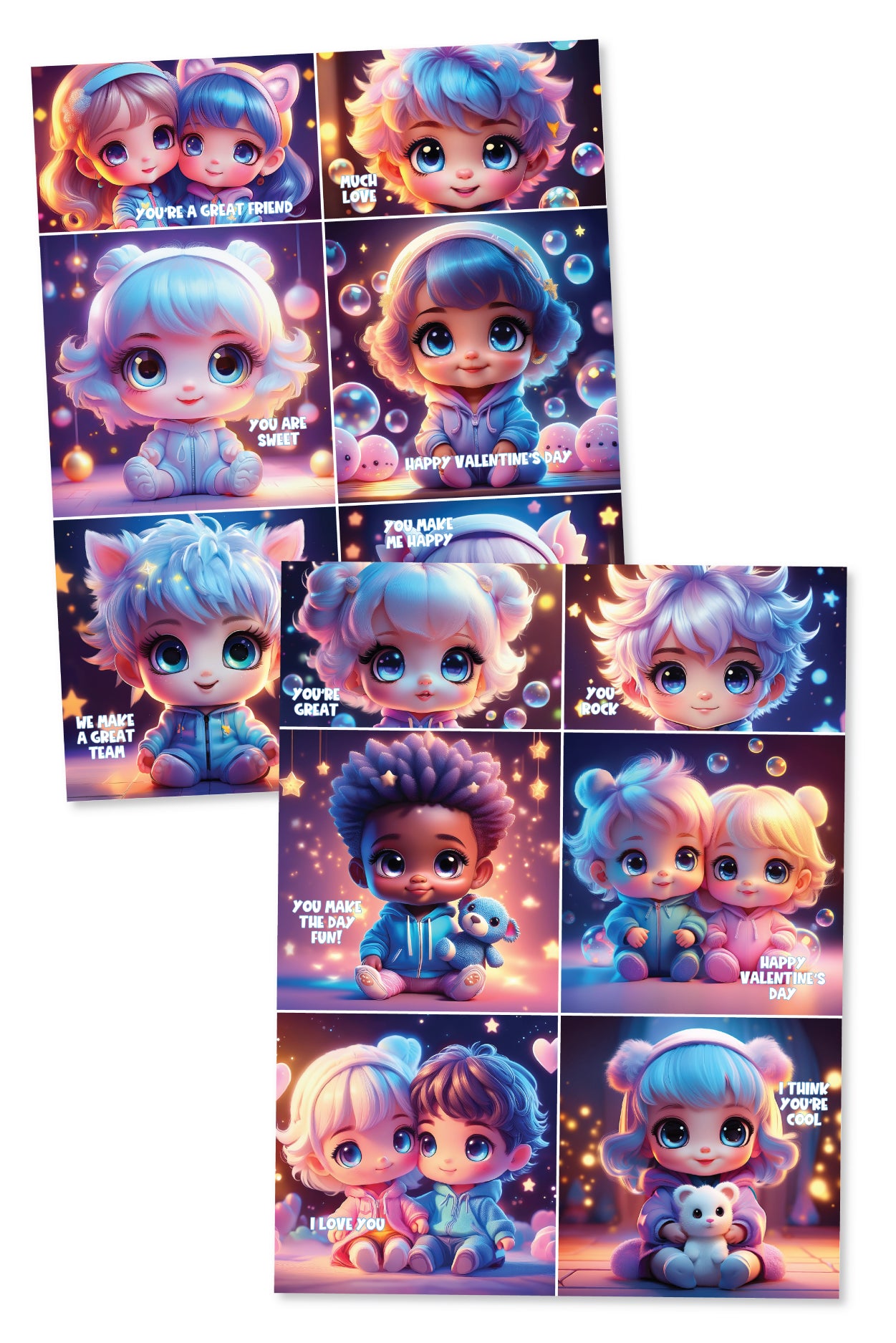 Chibi Valentine's Day Cards Printables