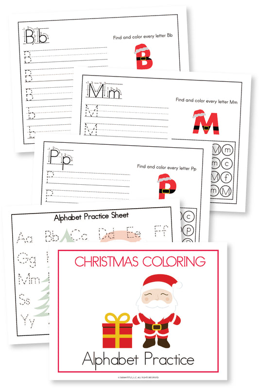 Christmas Coloring Alphabet Writing Practice Pack