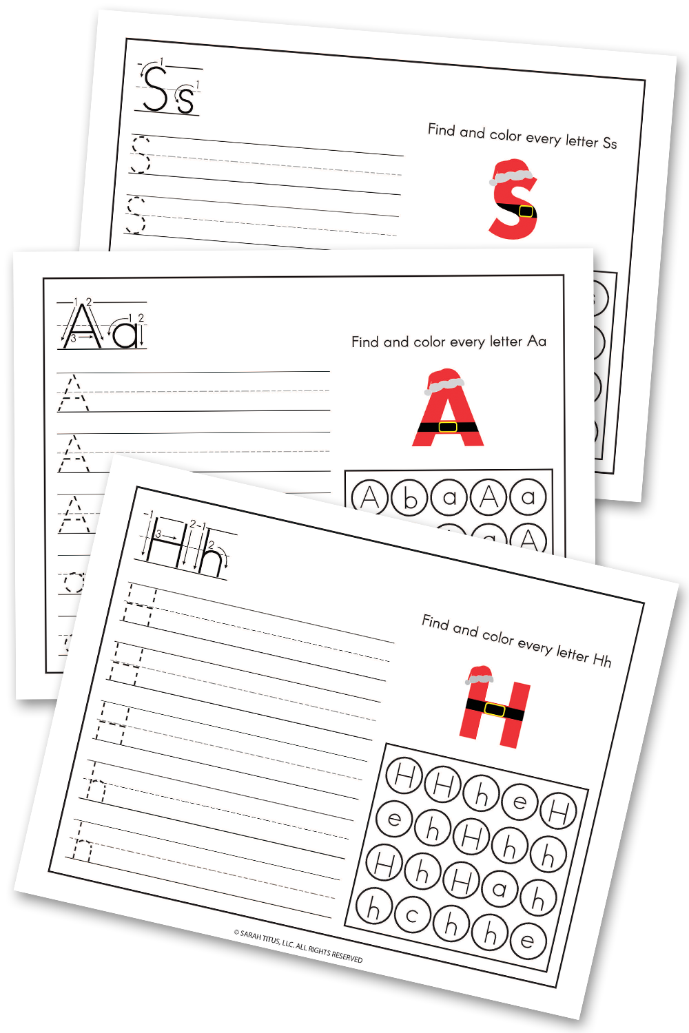 Christmas Coloring Alphabet Writing Practice Pack Printables