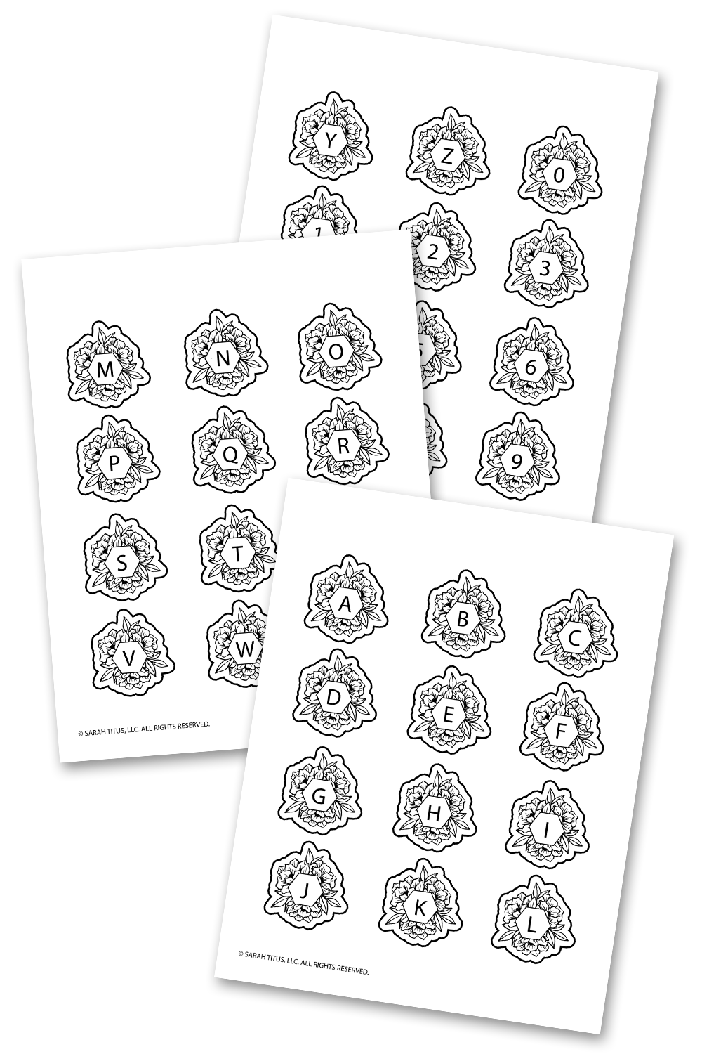 Colorable Floral Stickers