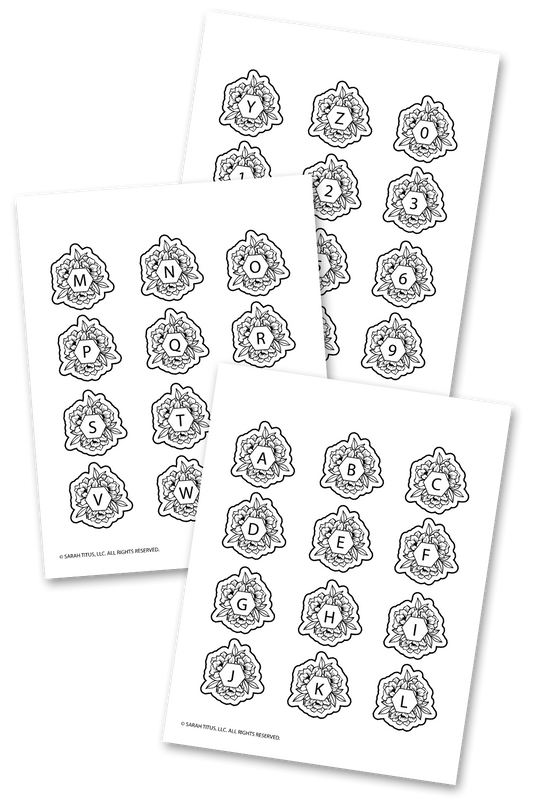Colorable Floral Stickers