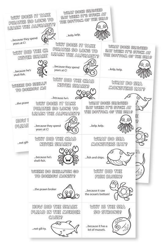 Colorable Sea Jokes Lunch Box Notes