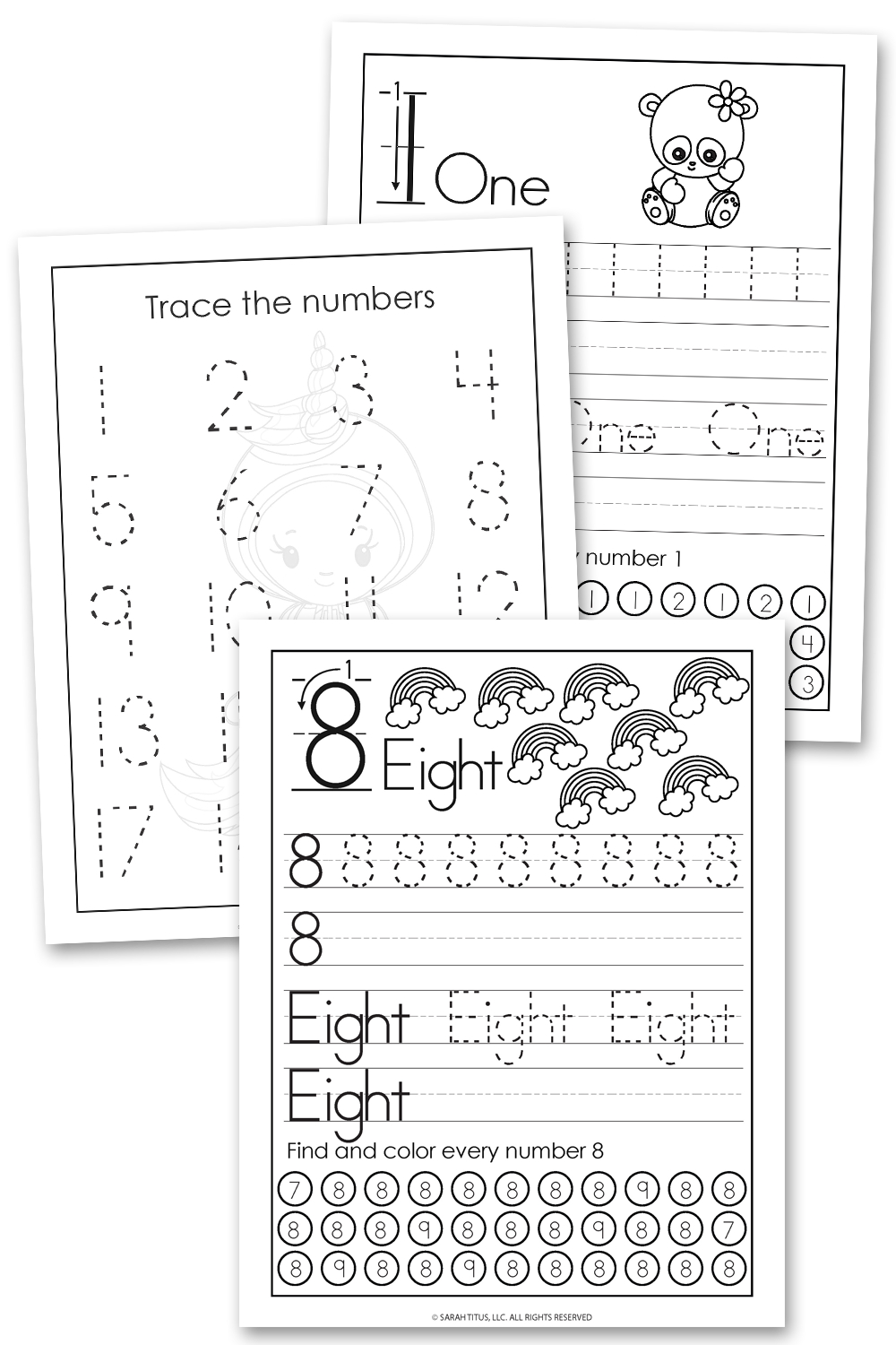 Coloring Numbers Writing Practice