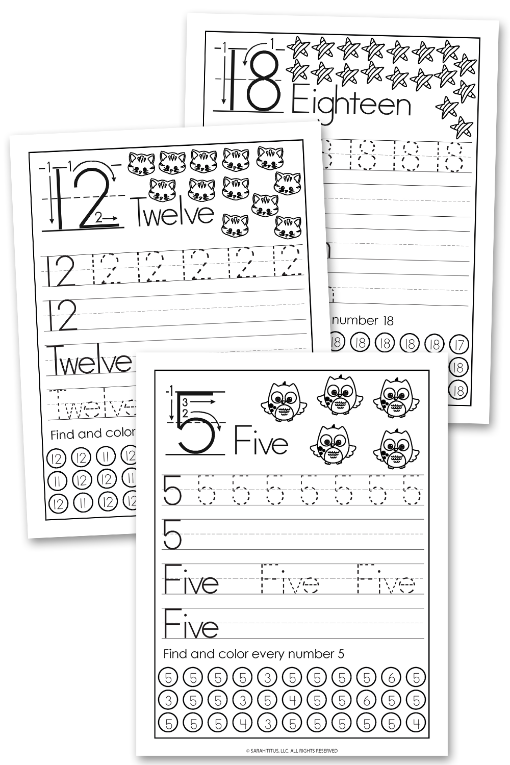 Coloring Numbers Writing Practice