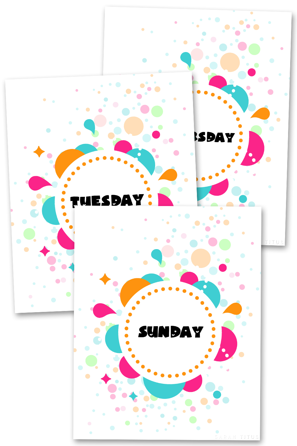 Days of the Week Binder Covers