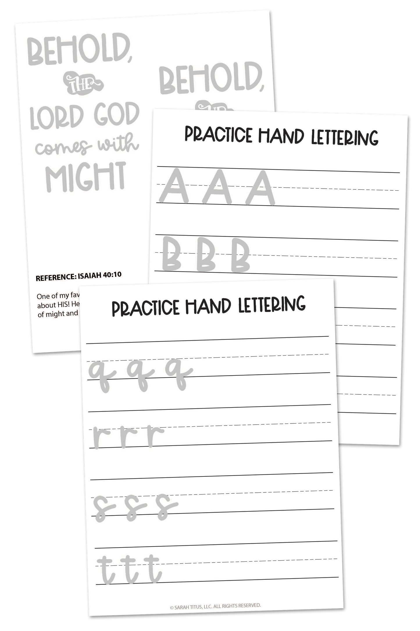 Hand Lettering Verses for Strength Printable Workbook 