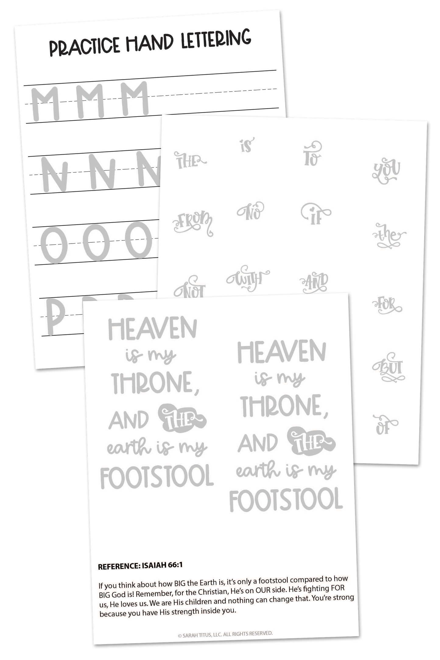 Hand Lettering Verses for Strength Workbook Printables