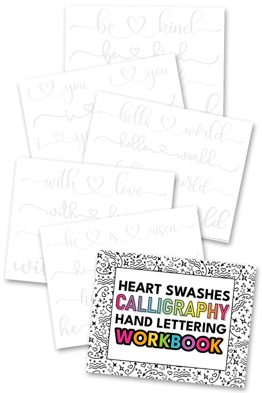 Heart Swashes Calligraphy Hand Lettering Workbook