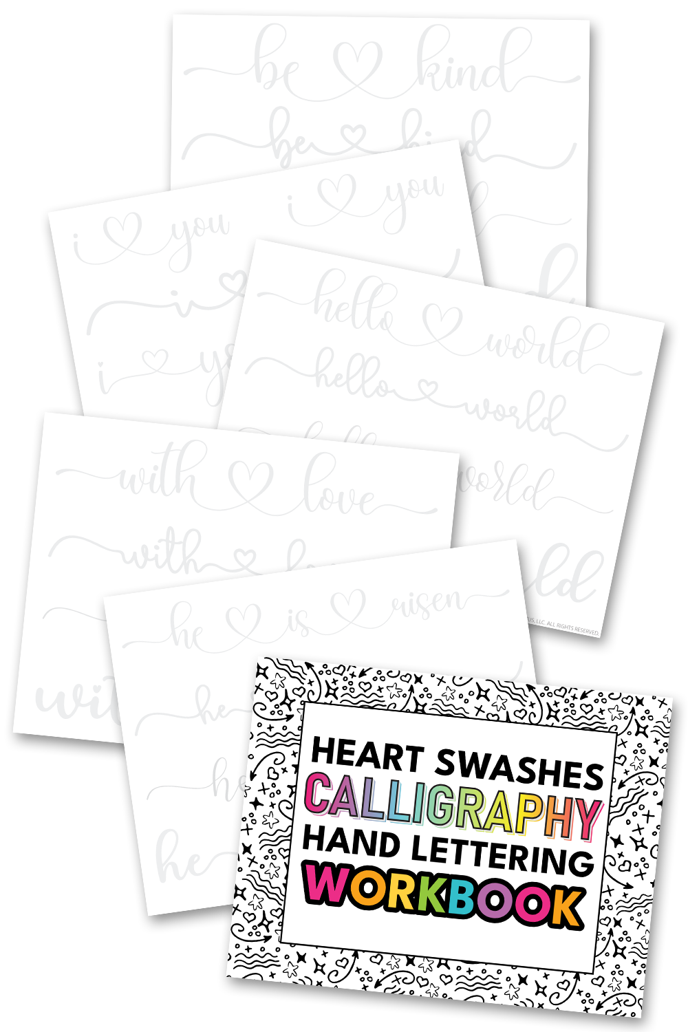 Heart Swashes Calligraphy Hand Lettering Workbook